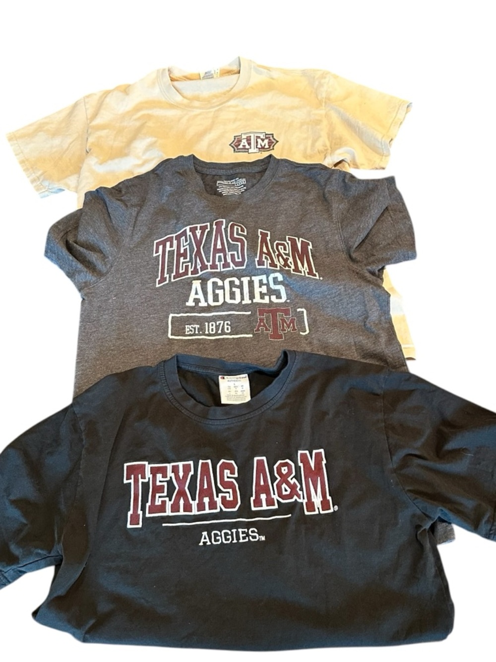 Texas A&M Aggie Men’s Short Sleeve T-Shirts Size Large Lot of 3